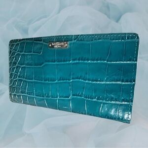 Kate Spade Teal Crocodile Grain Wallet